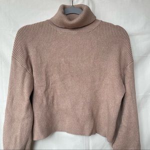 Beige Tan Turtleneck Crop Sweater